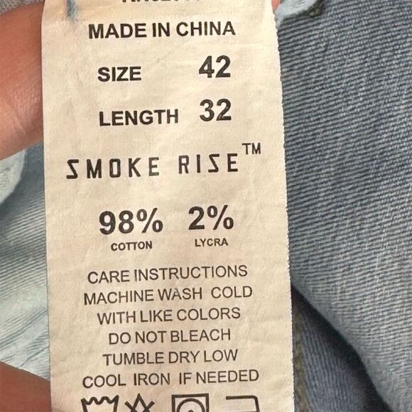 Smoke Rise Light Wash Straight Fit Jeans 42x32 Distressed Denim Streetwear - Picture 5 of 5